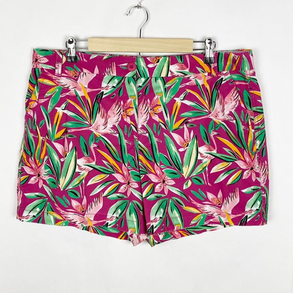 crown & ivy Pink Tropical Floral Cotton Shorts